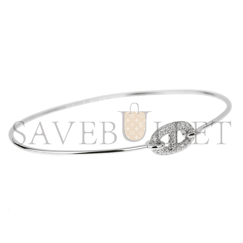 HERMÈS FARANDOLE WHITE GOLD DIAMOND LARGE BANGLE BRACELET 18K 